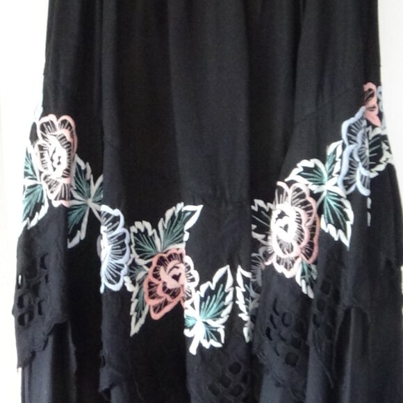 Bali Emerald Vintage 80s Floral Embroidered Boho Top and Skirt Set - Picture 11 of 13